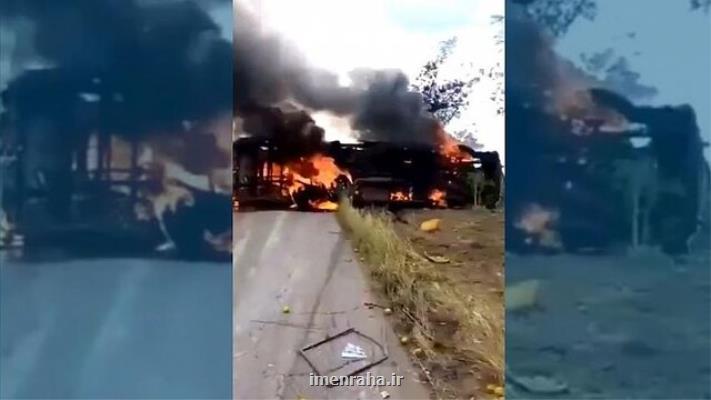 در تصادف اتوبوس در كنگو ده ها تن زنده در آتش سوختند
