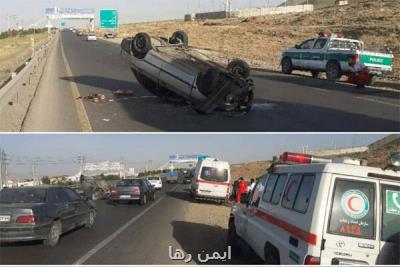 واژگونی خودرو در جاده فیروزکوه