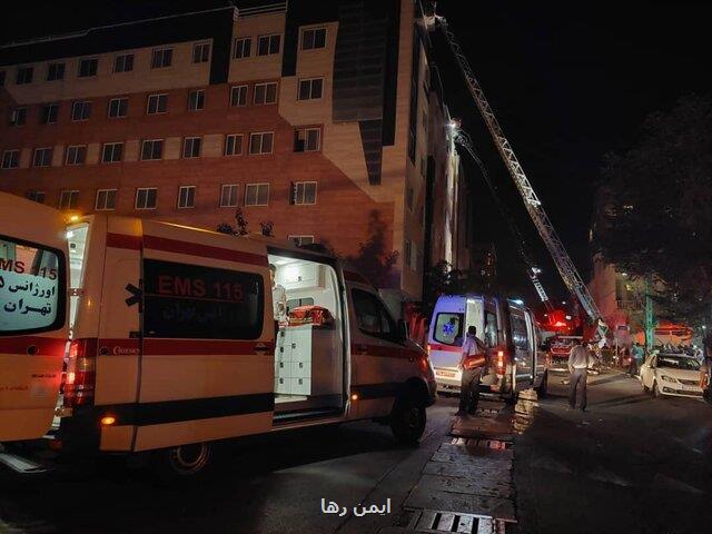 گزارش نهایی آتشسوزی مجتمع مسکونی در مجیدیه ۱۳ مصدوم و ۱ فوتی