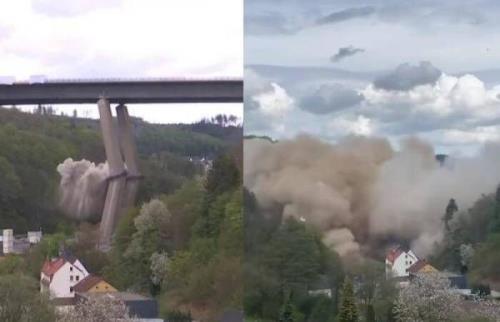 تخریب پل قدیمی در آلمان به سبب ترک خوردگی