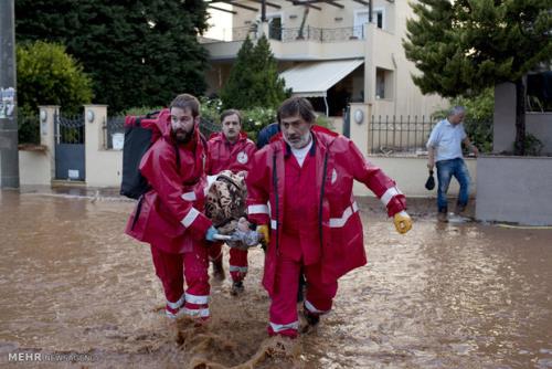 سیل شدید در یونان دست کم ۶ کشته و ۶ مفقود برجای گذاشت