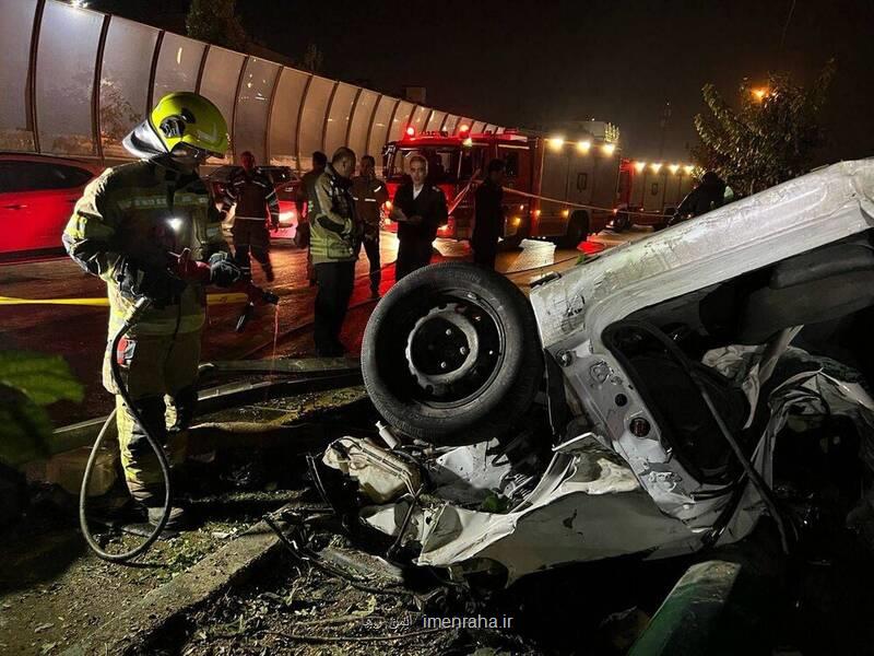تصادف مرگبار پژو ۲۰۶ در بزرگراه حکیم