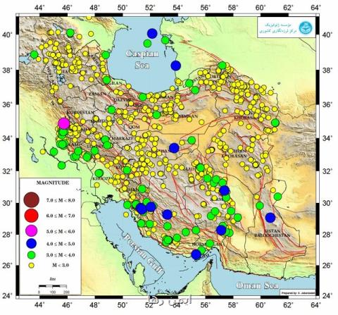 ثبت بیشتر از 1000 زمین لرزه در اردیبهشت 98